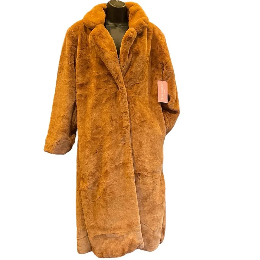 NWT Juicy Couture Sz Medium Teddy Trench Coat Brown Long Women - Picture 2 of 15